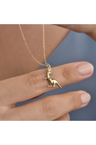14 Ayar Mikron Altın Kaplama Kanguru Figürlü Gümüş Kolye - Cn00474 Altın