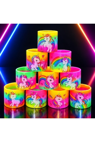 Yüksek Kalite 12 Adet Renkli Unicorn Stres Yayı Yılbaşı Hediyeleri Noel Hediyeleri Karne Hediyesi