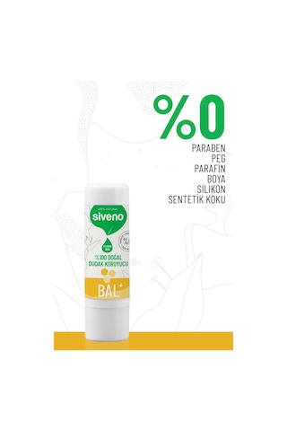 Siveno %100 Doğal Dudak Koruyucu Bal Bitkisel Lip Balm Dudak Kremi Nemlendirici Parlatıcı Onarıcı 6 G