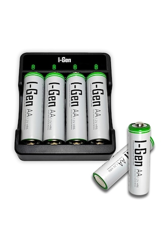 I-Gen G427 4'lü Pil Şarj Aleti + 4 Adet AA 2700 mAh Kalem Pilli Set 1.2V Ni-MH