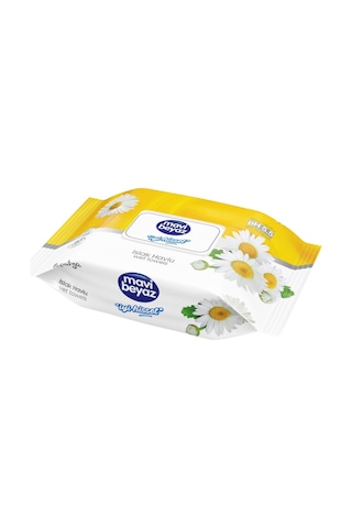 Mavi Beyaz Islak Havlu Mendil 90 Yaprak Papatya 24 Lü Set Plastik