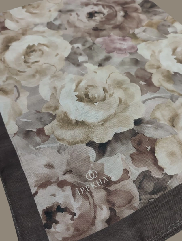 Kahve Winter Bloom Soft Şal Kahve