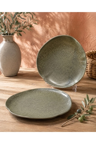 2'li Adelfa Tone Oval Plate 30 Cm Kahvaltılık Sunum Tatlı Sunum Pasta Servis Gourmet Sunum Çok renkli