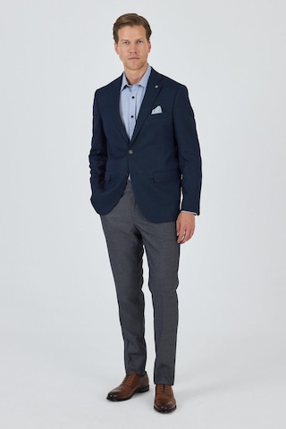 İmza Lacivert Mono Yaka Armürlü Tam Astar Esnek 6 Drop Comfort Fit Classic Ceket 1002250153 Lacivert