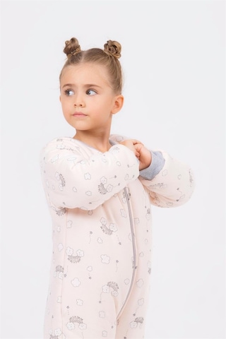 Cantoy Kız Erkek Çocuk Kalın Elyaf Dolgulu Premium Kalite 2.5 Tog Desenli Uyku Tulumu Gri - Pudra