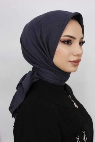 Melodi Scarf Kadın Tesettür Pratik Bambu Kraş Eşarp Antrasit Antrasit