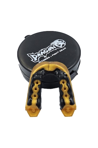 Dragondo 99124 Profesyonel Jel Dişlik Ve Saklama Kutusu Muay Thai Dişlik Boks Dişlik Siyah - Altın