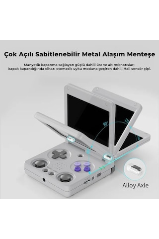 Rg 34xxsp Kapaklı Retro El Oyun Konsolu 64 Gb Gri - 3.4 İnç 3:2 Ips Ekran Çift Joystick H700 İşlemci 5g Wi-fi Bluetooth Hdmı Hall Sensörlü Katlanabilir Konsol