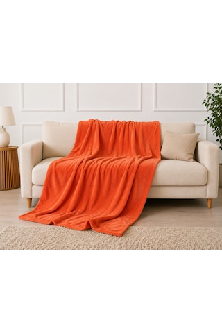 Mulberry Wellsoft Battaniye Televizyon Battaniyesi Peluş Polar Battaniye Tek Kişilik 170 x 230-kiremit