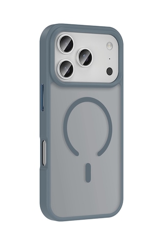 Apple Uyumlu iPhone 17 Pro Kılıf M-safe Şarj Özellikli Mat Arka Yüzey Sio Kılıf Gri