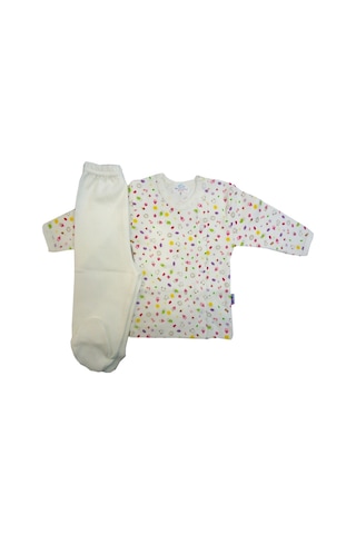 Sema Bebe Bebek Pijama Takımı 0-3 Ay - Krem Beyaz