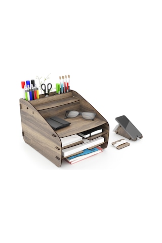 Design Otto Fx Medium Modest 6 Renk Evrak Rafı Masaüstü Organizer Ceviz