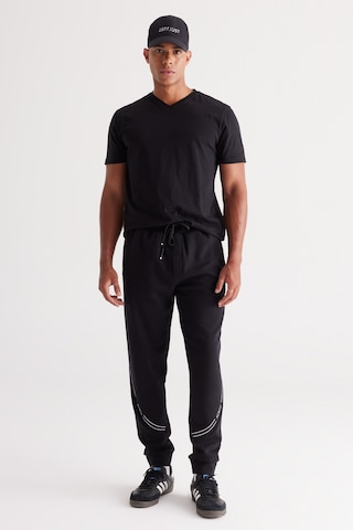 Ac&Co / Altınyıldız Classics Erkek Sıyah-sıyah 2'li Slim Fit Dar Kesim V Yaka %100 Pamuk Tişört Sıyah-sıyah Siyah