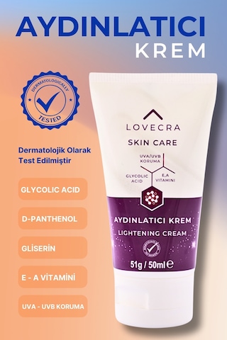Aydınlatıcı Krem Uva / Uvb Karşıtı Ton Eşitleyici E & A Vitamini Glycolic Asit 50ml