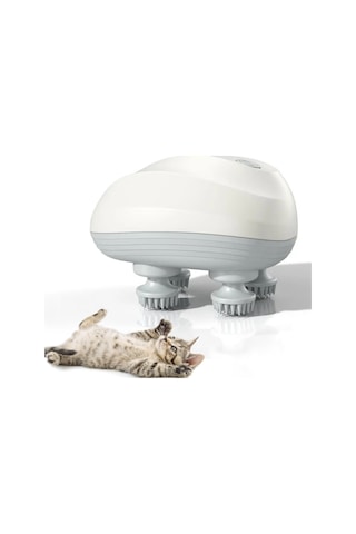 Ruicoo Usb Şarjlı Multifonksiyonel Silikon Kafa Masaj Cihazı - Ev Ve Evcil Hayvanlar İçin Mini Kafa Rahatlatıcı Beyaz