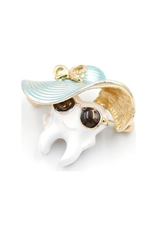 Diş Broş - Turkuaz Gümüş Rengi