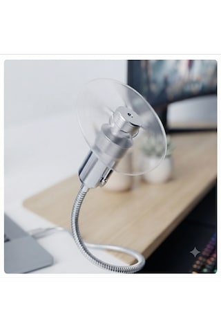 Usb Led Işıklı Mini Vantilatör Esnek Metal Gövde Masa Fanı Laptop, Powerbank Ve Adaptör Uyumlu-sl-uf02 Gri