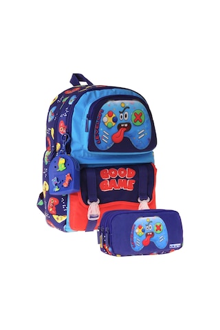 Kaukko Kids Good Game Lacivert - Kırmızı Erkek Çocuk İlkokul Sırt Çantası Ve Kalem Çantası Seti - Setkk-l5389c Çok Renkli