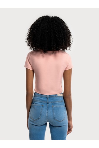 Crop Kadın Tshirt K.kol Pembe