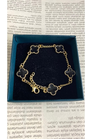 İlknur Doğal Taş Evi Siyah Yoncalı Bileklik