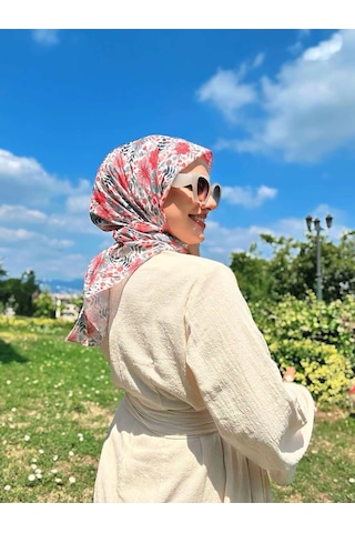 Moda Kaşmir Flora Desen Bambu Eşarp Pembe-lila