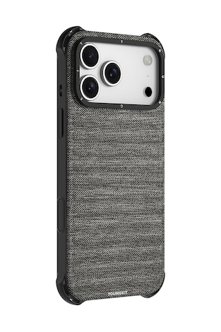 Apple Uyumlu iPhone 17 Pro Max Kılıf M-safe Şarj Özellikli Youngkit Canvas Serisi Kapak Gri Gri