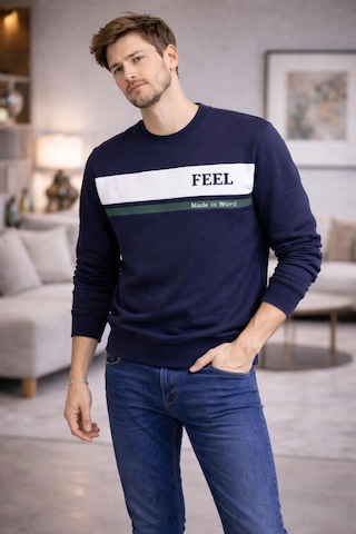The Feel Marcel Erkek Regular Fit Bisiklet Yaka İnce Sweatshirt Lacivert