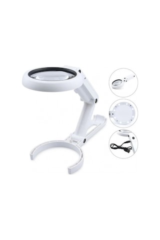 Usb Şarj Edilebilir Katlanabilir 3.5-10x Büyüteç 8 Ledli Masa Ve Eliçin Taşınabilir Büyüteç Fs90rc