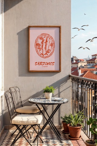 Sardalya Vintage Posteri Çerçevesiz - Salon Oturma Odası Mutfak O