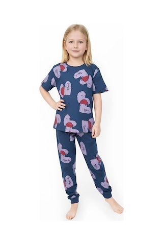 Modanino Kız Çocuk %100 Pamuk Ve Baskılı Pijama Takımı 3-8 Yaş 12720ıs Indigo