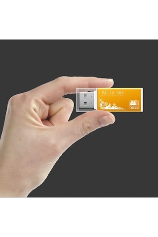 Novahub Alaşım Kart Okuyucu 4 Bağlantı Noktalı Usb 2.0 Mikro Sd Tf M2 Ms Pro Duo Mmc Gümüş