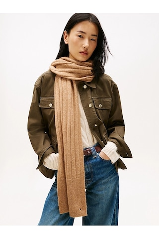 Tommy Hilfiger Th Flag Fluffy Scarf Kadın Yeşil Atkı - Aw0aw17787