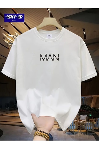 Flood Of Style Erkek Beyaz Çizgili Man Baskılı Oversize