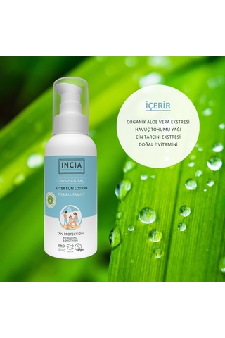 Incıa 100% Natural After Sun Losyon Güneş Sonrası Organik Aloe Vera Nemlendirici Rahatlatıcı 100 ML