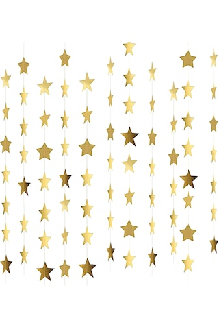 Gold Altın Asmalı Yıldız Tavan Süsleri Ipli Sarkıt Ramazan Süsü