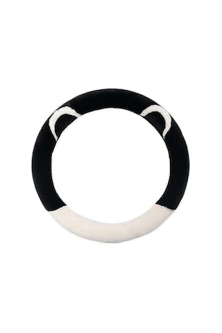 Kadınlar İçin Siyah Beyaz Kedi Kulaklı Direksiyon Simidi Kılıfı - Sıcak Kış Peluş Koruyucu