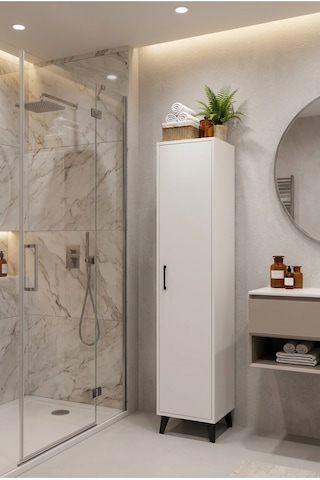 Alesta Life Tek Kapaklı 4 Raflı Mutfak Banyo Kiler Dolabı Çok Amaçlı Dolap Beyaz