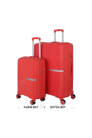 Mçs Bavul Büyük Ve Kabin 2li Set Kırılmaz Silikon Valiz V374 Mercan Mercan