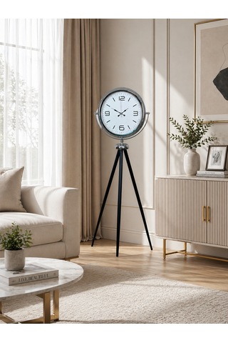 Krom Sade & Şık Tripod Ayaklı Saat