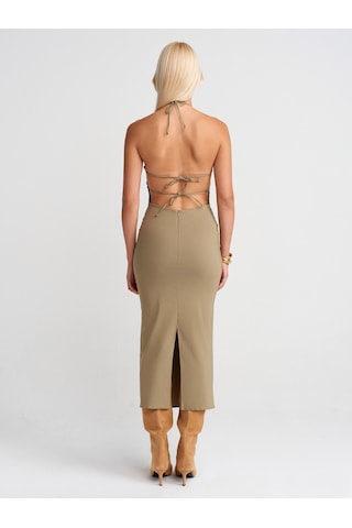 Dilvin 91518 Halter Yaka Midi Elbise-çağla Çağla