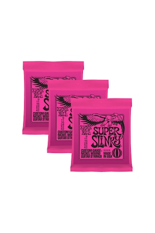 Vkemall 3 Set Ernie Ball 2223 Süper Slinky Nikel Sarılı Elektrik Gitar Telleri 9-42 Çok Renkli