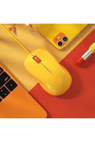 Sessiz Kablolu Fare Dizüstü Bilgisayar Masaüstü Bilgisayar Faresi Bilgisayar Faresi Usb Fare Limon Sarısı