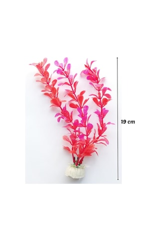 Plastik Süs Yapay Fanus Akvaryum Bitkisi Dekoru 19 Cm - Kırmızı