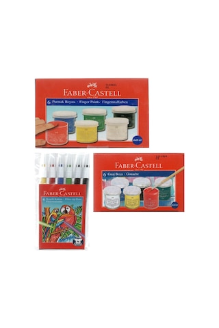 Faber-castell Parmak Boya + Guaj Boya + 6'lı Keçeli Kalem