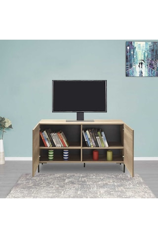 Roma 2 Kapaklı Modüler Tv Ünitesi - Açık Ceviz Tori 120x70x43 Cm Gxyxd