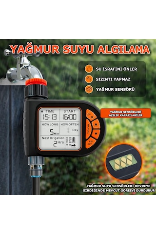 Timer valf Geniş Ekran Tek Çıkış Yağmur Sensörlü Sulama Sistemi
