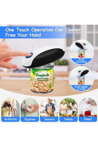 Xindoker Usb Şarjlı Çelik Kapak Açıcı, Çok Boyutlu Kutuslara Uyumlu, Siyah-beyaz Model Siyah - Beyaz