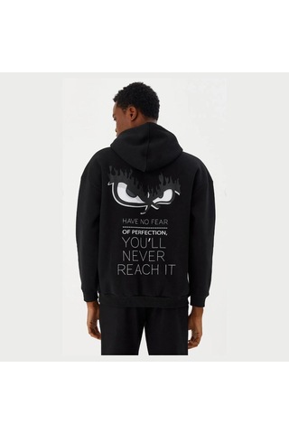 No Fear Erkek Sweatshirt Kapüşonlu Siyah Melanj M500271