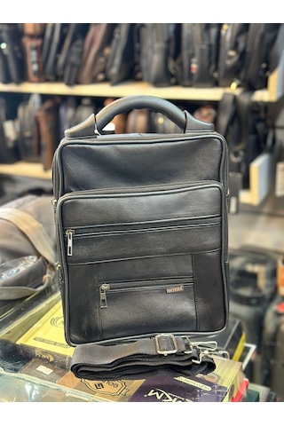 Trg Polo Siyah Deri Sert Saplı El Çantası Siyah