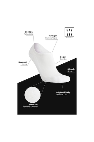 Bambu Kadın Sneaker Beyaz Çorap Dikişsiz Görünmez Bilek Spor 4'lü Beyaz